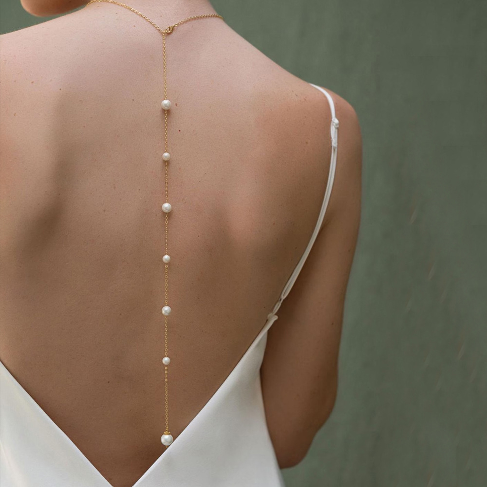 Body Jewelry For Backless Dress - Bohemian Bridal Back Chain Necklace Backless