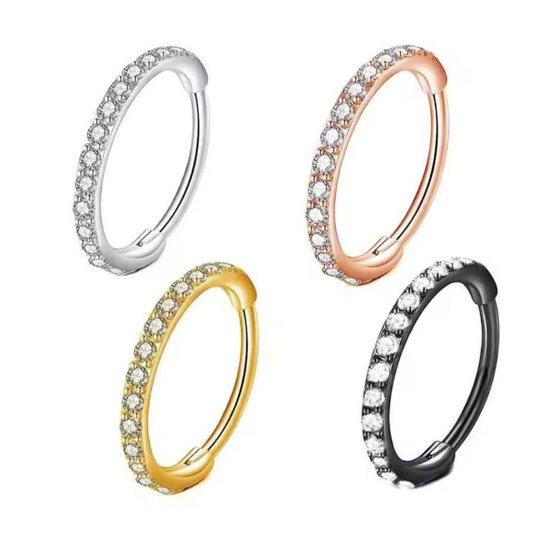Body Jewelry Surgical Steel - 16G Clear CZ Nose Ring Hoop