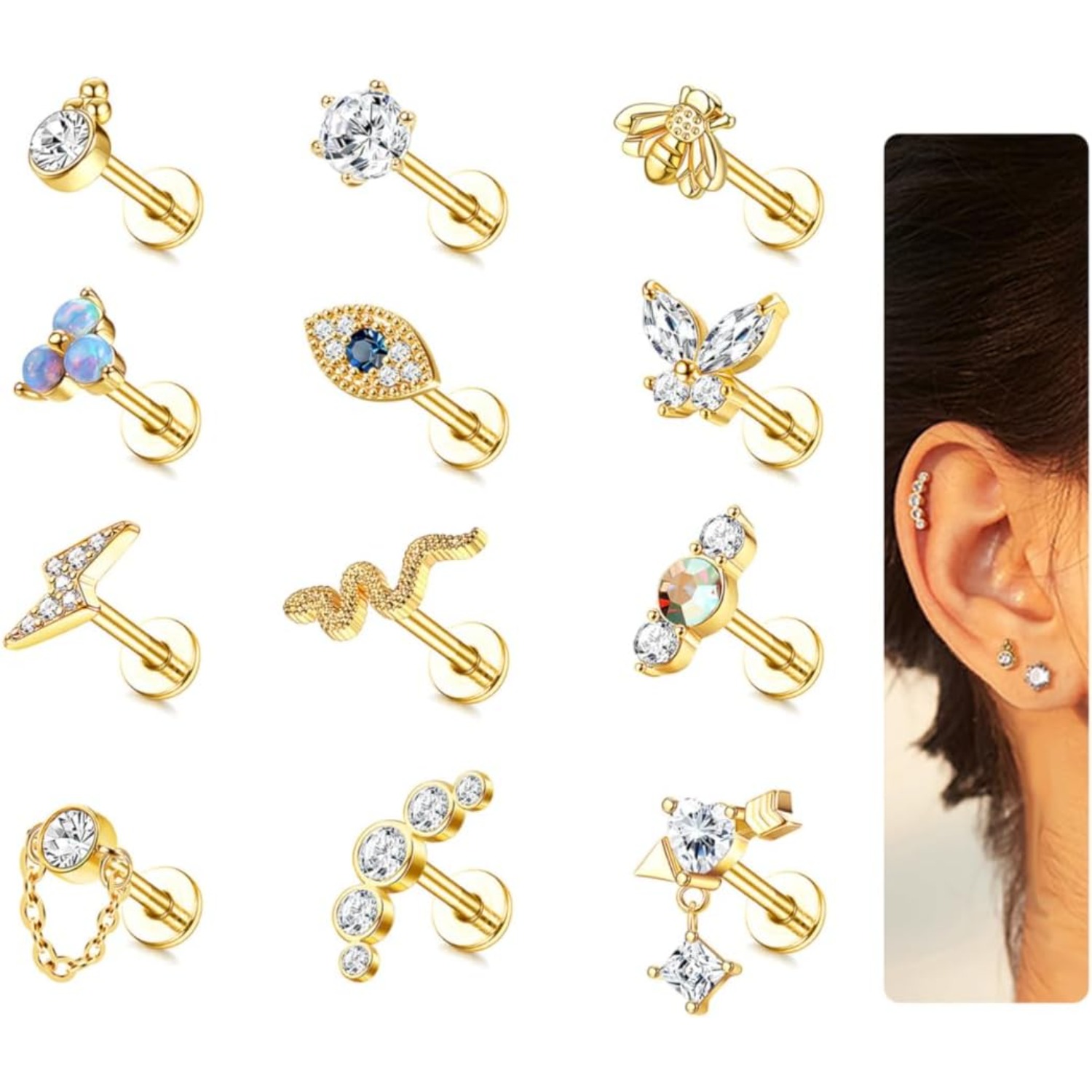 Body Jewelry Surgical Steel - Bobisty 1Pc Cartilage Earrings Stud for
