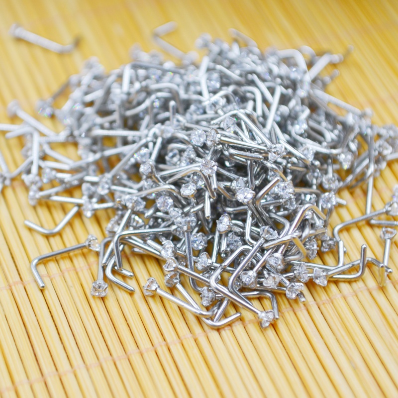 Nostril Screw Pin - Wholesale 50pcs/Lot 20G PVD Color Zircon