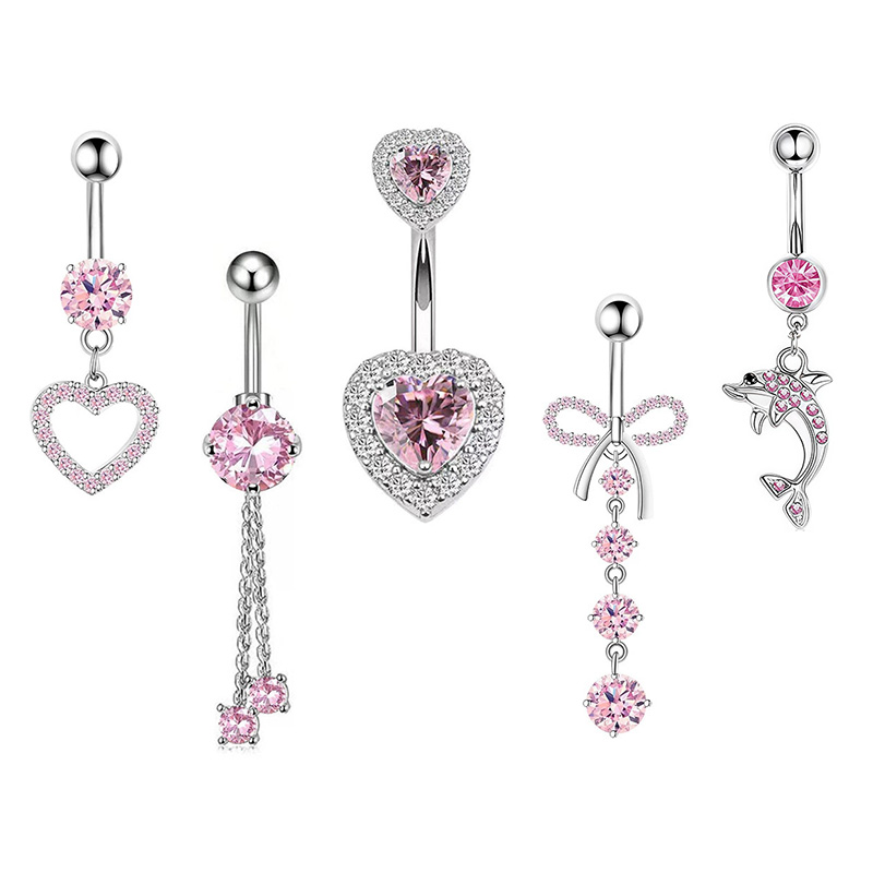 Body Jewelry Belly Button Rings - 1PCS Pink Crown Belly Button Rings