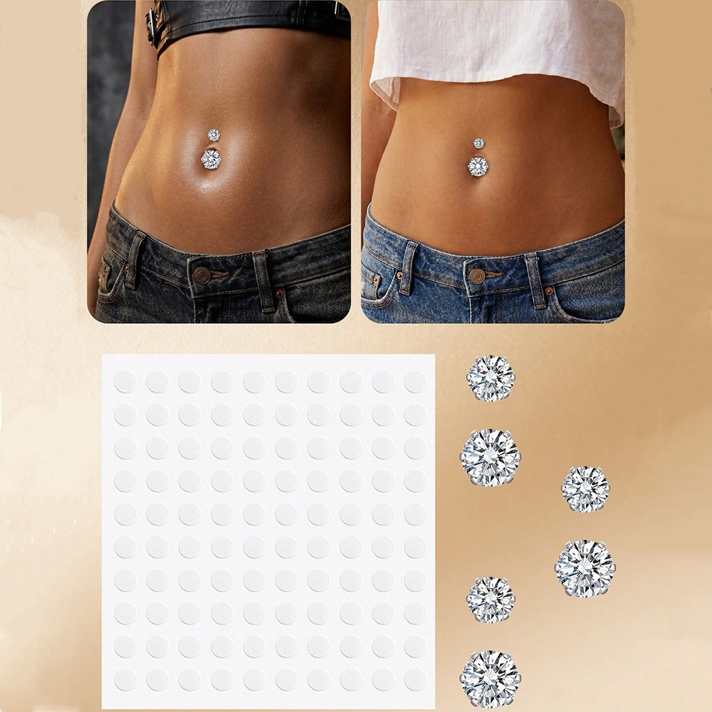 Body Jewelry Belly Button Rings - Fake Belly Piercing Cubic Zirconia Fake