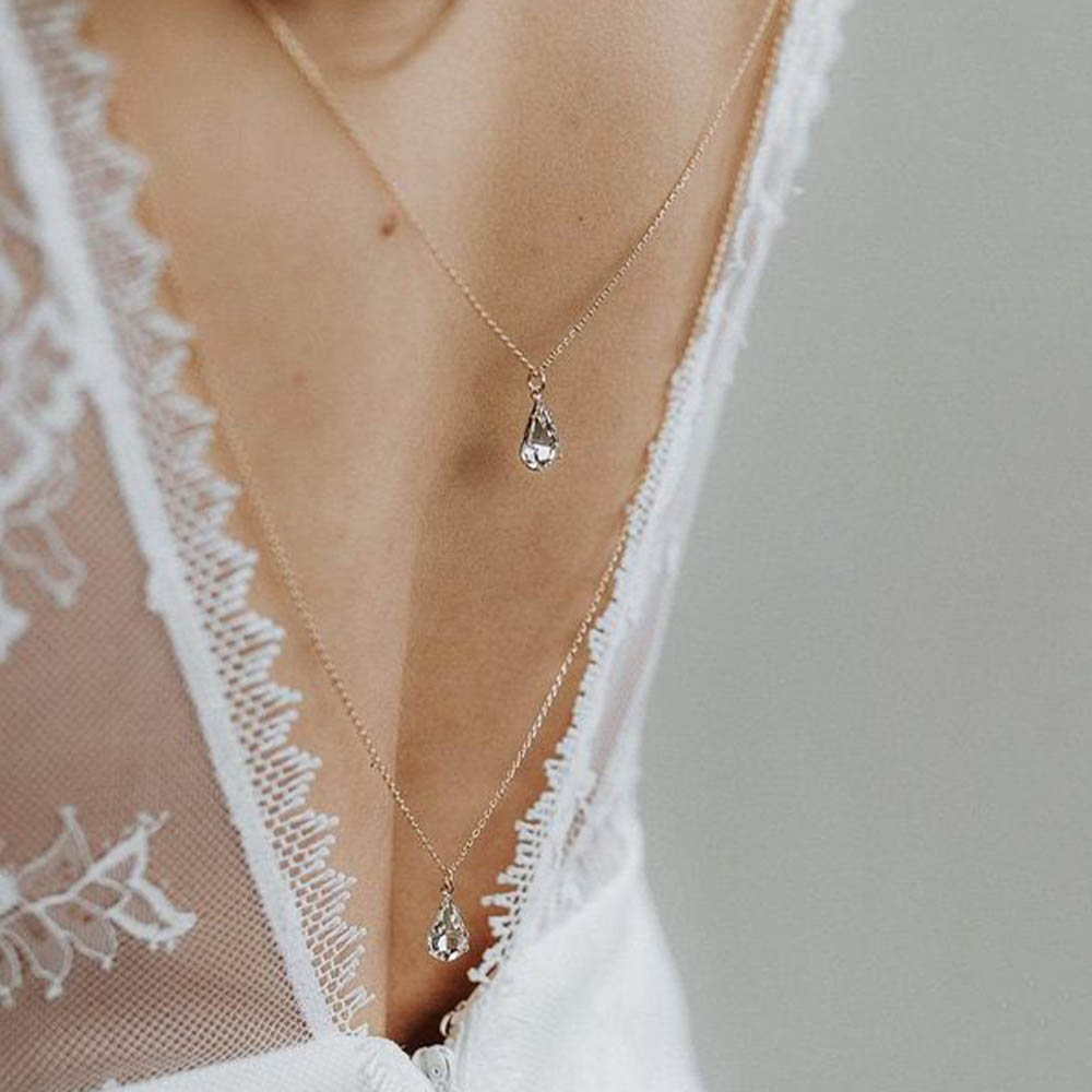 Body Jewelry For Backless Dress - Gorgeous Crystal Droplet Back Chain Women