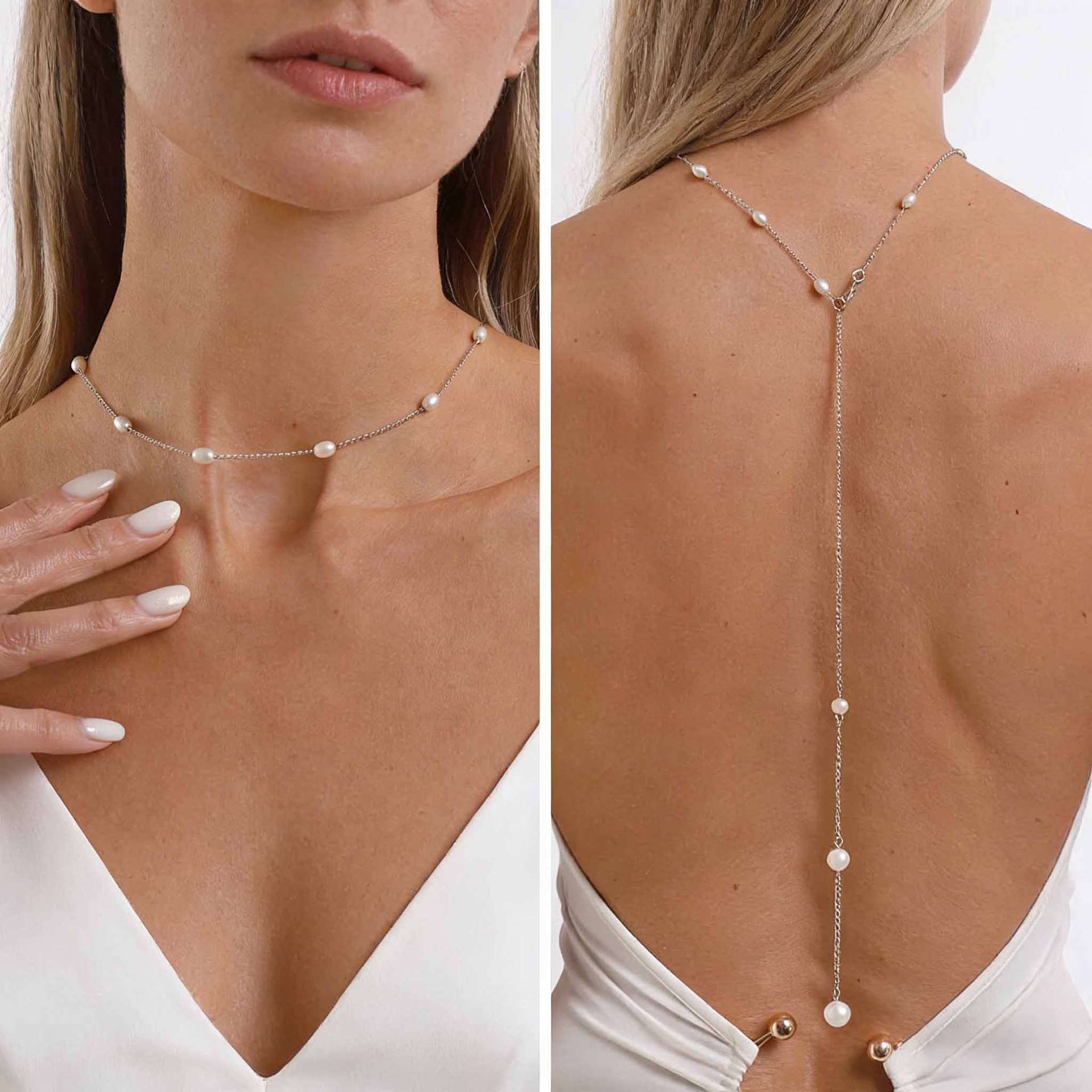 Body Jewelry For Backless Dress - Elegant Back Drop Necklace With Imitation