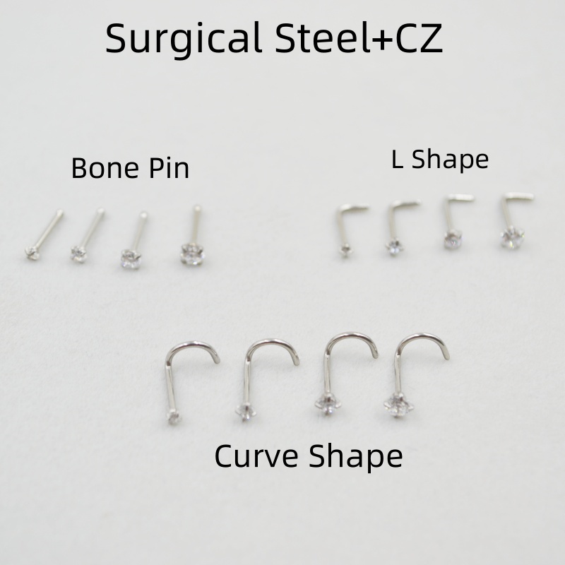 Nostril Screw Pin - Wholesale 50pcs/Lot 20G Sliver Color Zircon