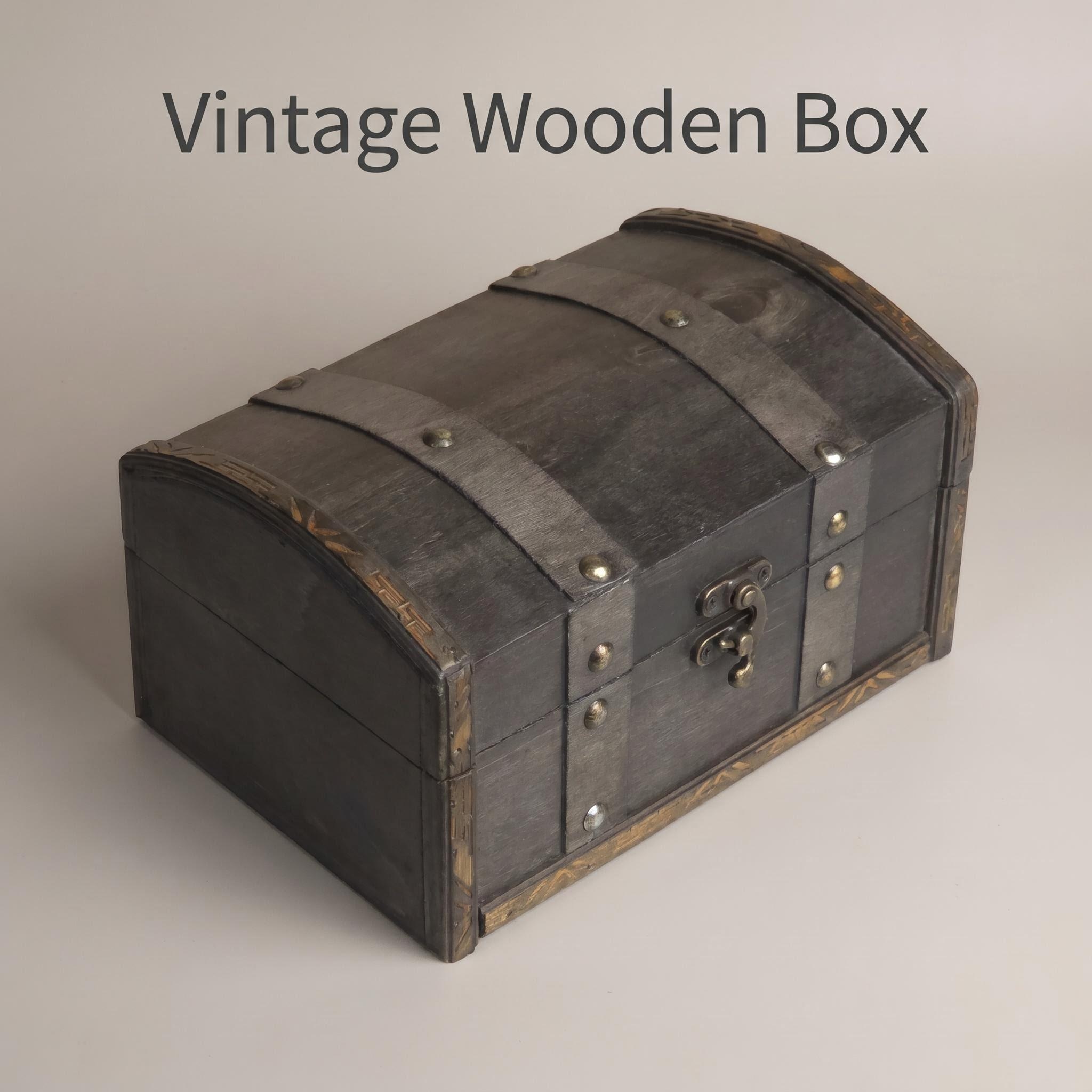 Body Jewelry Display Case - Vintage Wooden Box Treasure Chest with