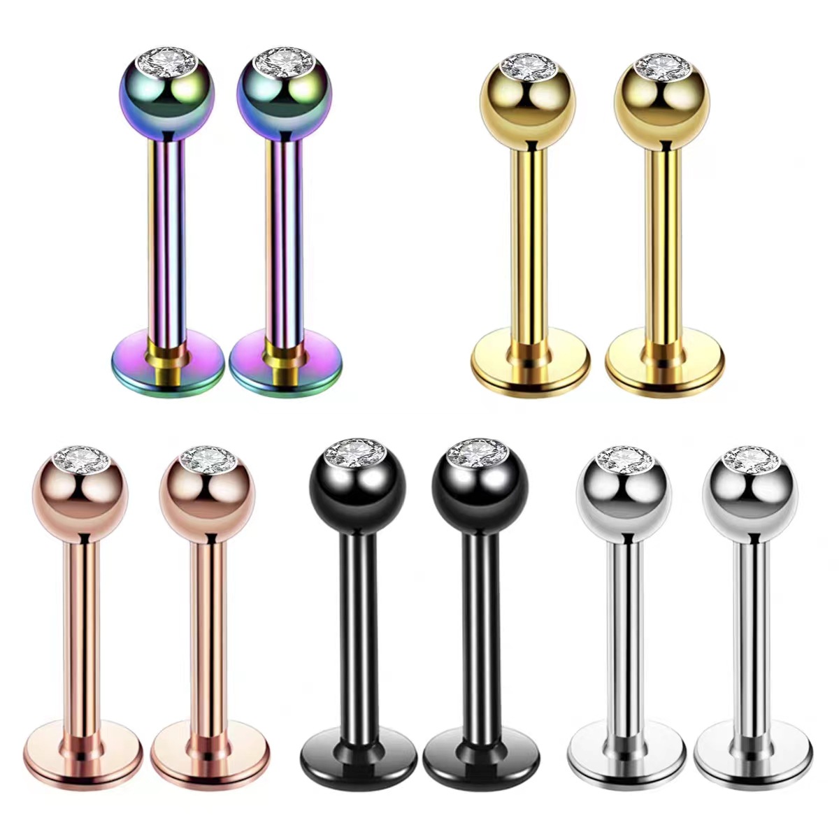 Body Jewelry Surgical Steel - 16G Surgical Steel Ball Top CZ