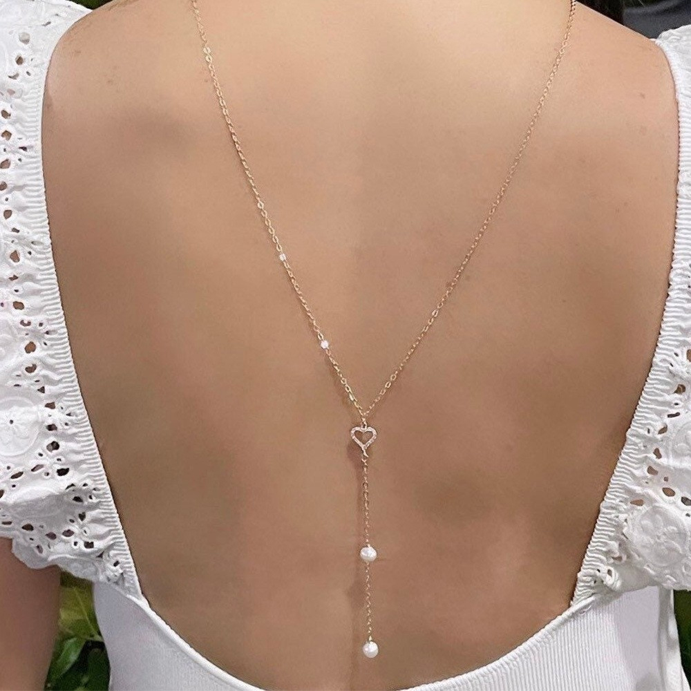 Body Jewelry For Backless Dress - Hollow Heart Bridal Back Chain Jewelry