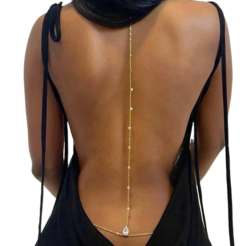 Body Jewelry Bra - Bride Backless Rhinestone Waterdrop Body Chain