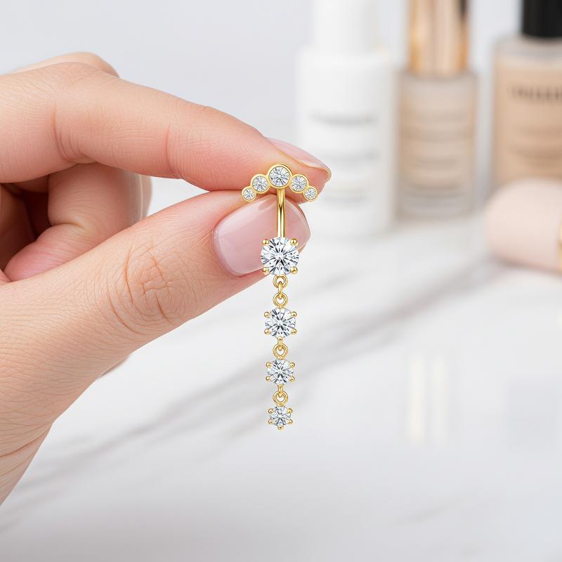 5 Pcs Fashion Rhinestones Bell - Body Jewelry Belly Button Rings review and price
