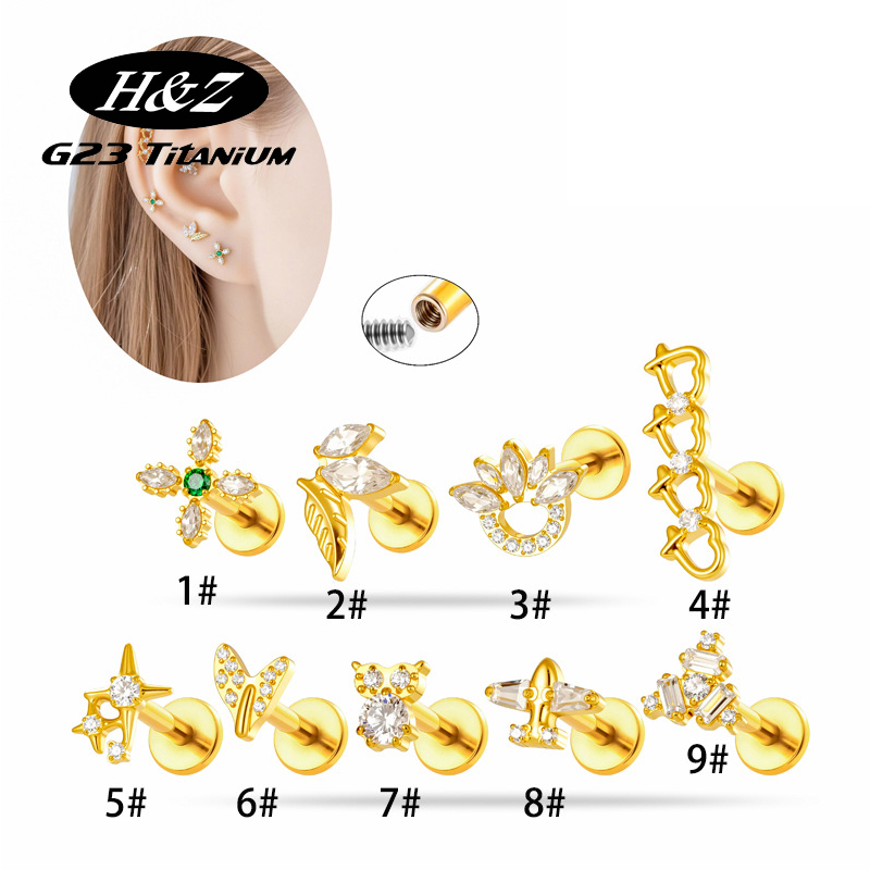 1PC G23 Titanium16G Flower CZ  - Body Jewelry Implant Grade review and price