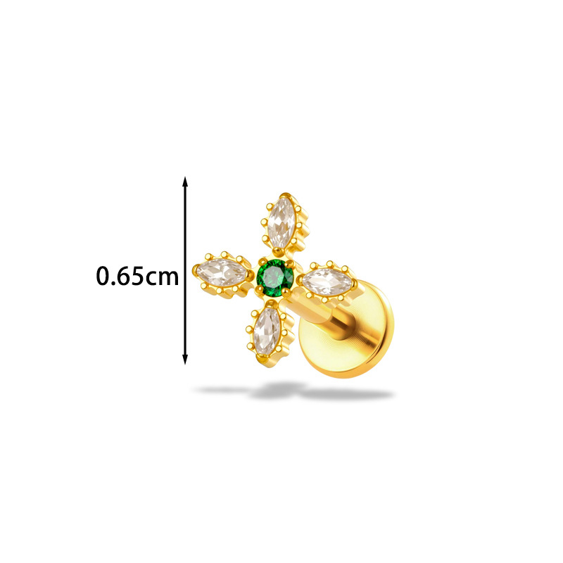 1PC G23 Titanium16G Flower CZ  - Body Jewelry Implant Grade review and price