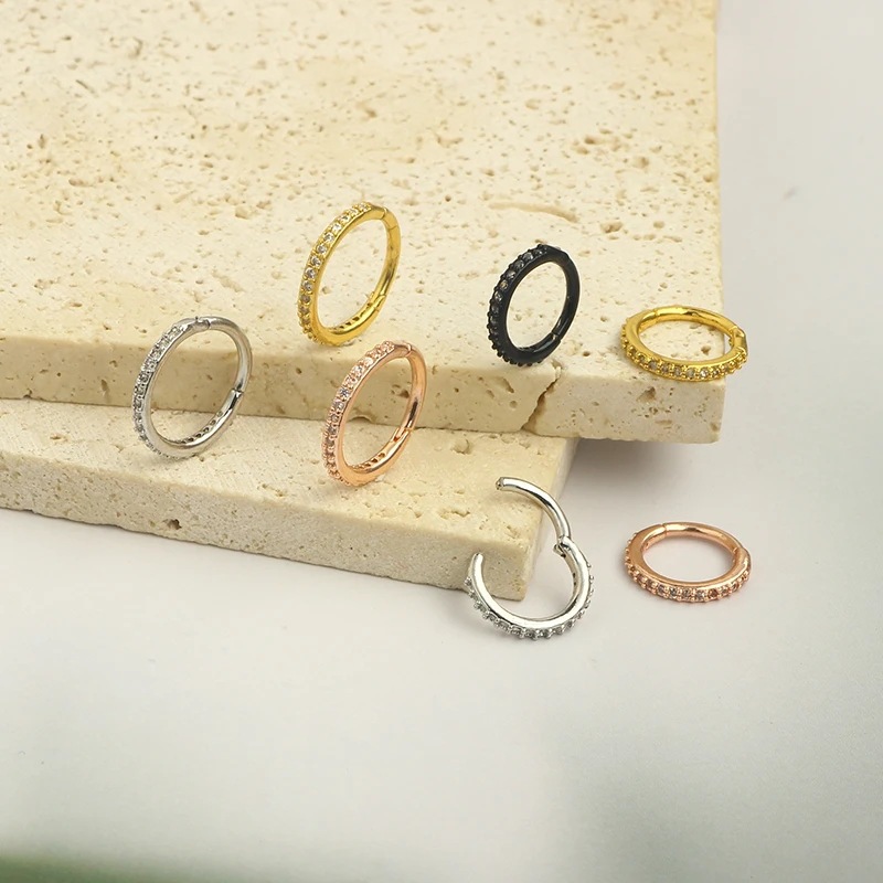 16G Clear CZ Nose Ring Hoop 31 - Body Jewelry Surgical Steel review and price