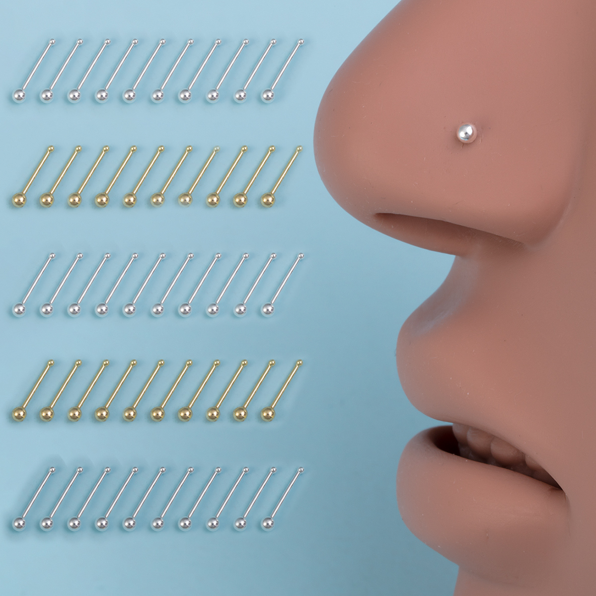 10pcs Nose Stud Rings Cartilag - Nostril Screw Pin review and price