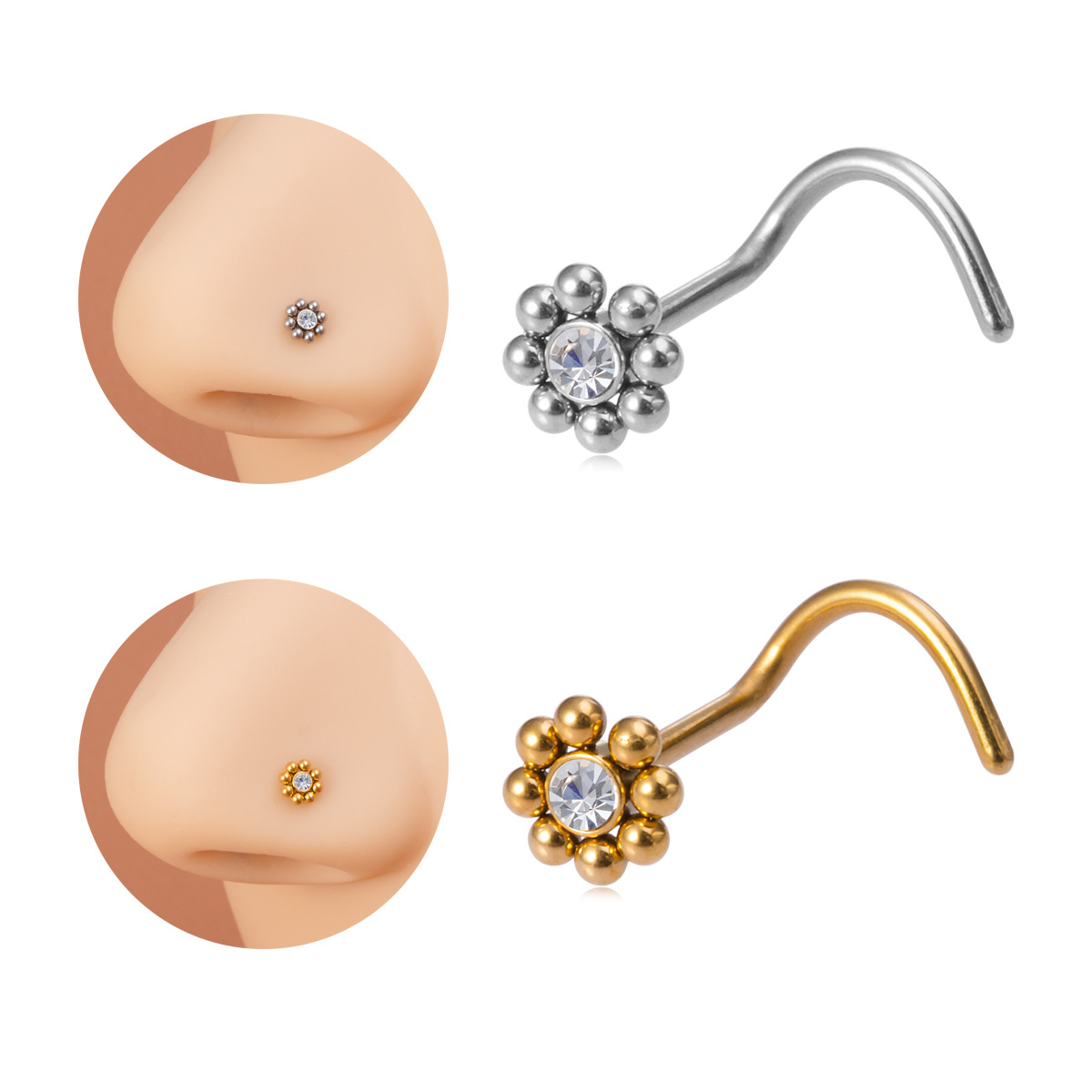 1pc of Flower-Shaped Screw Nos - Nostril Screw Pin review and price