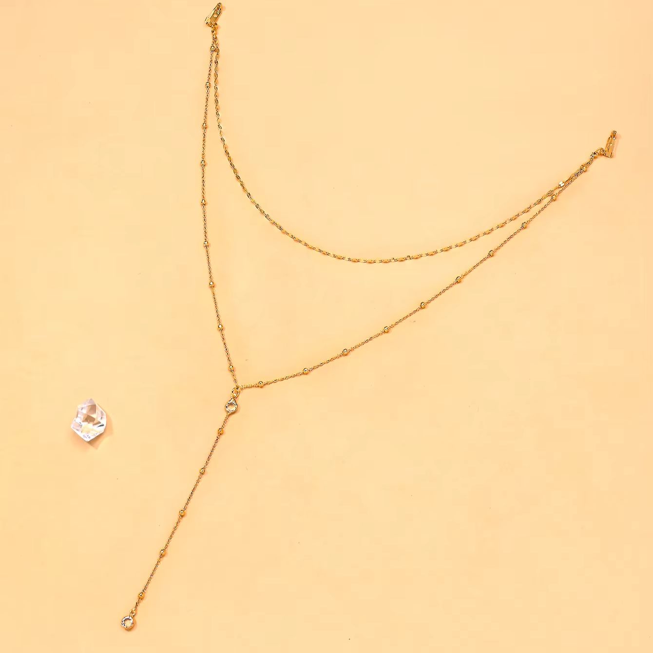 Delicate Gold Plated CZ Beaded - Body Jewelry For Backless Dress review and price