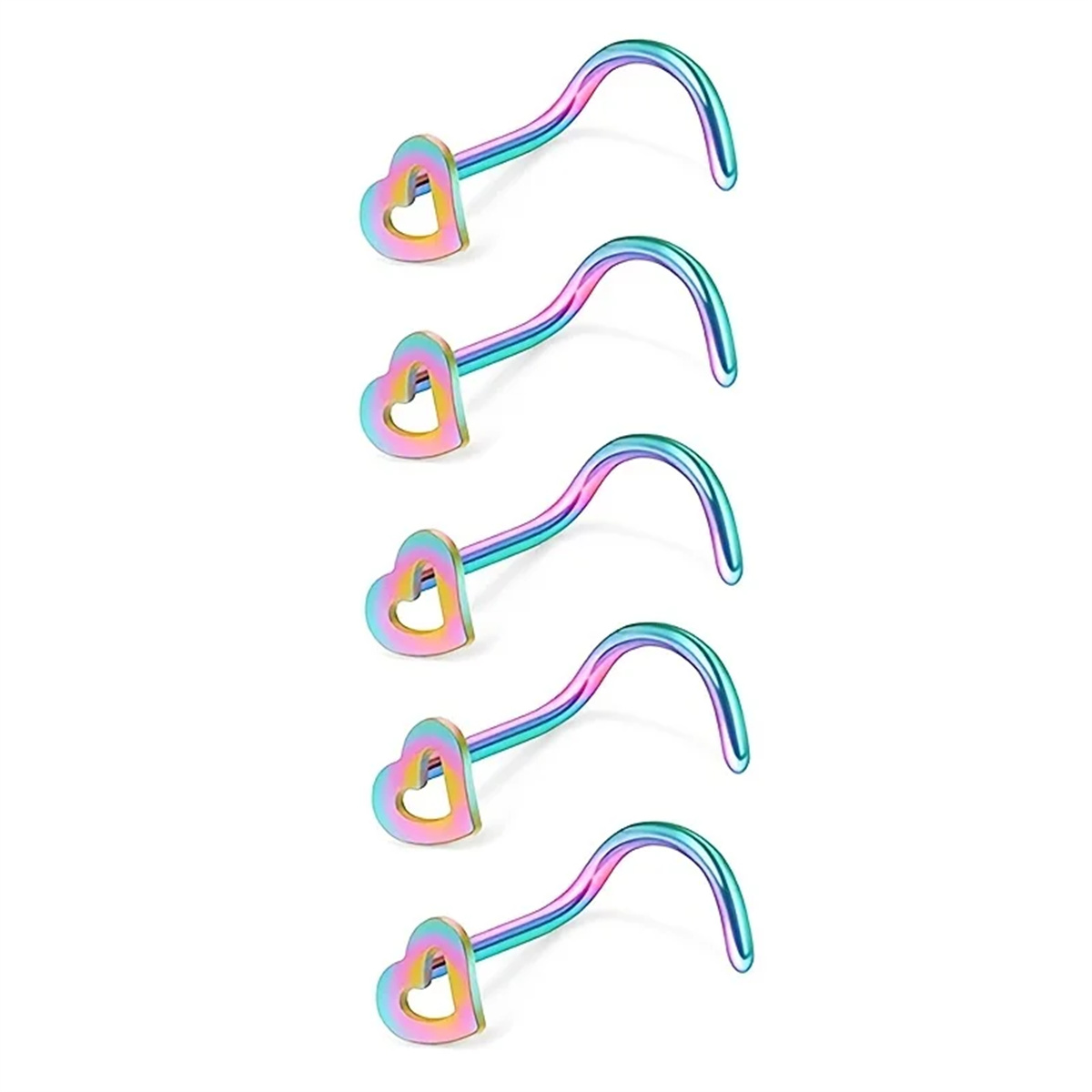 5pcs Fashion Hollow Heart Stai - Nostril Screw Pin review and price