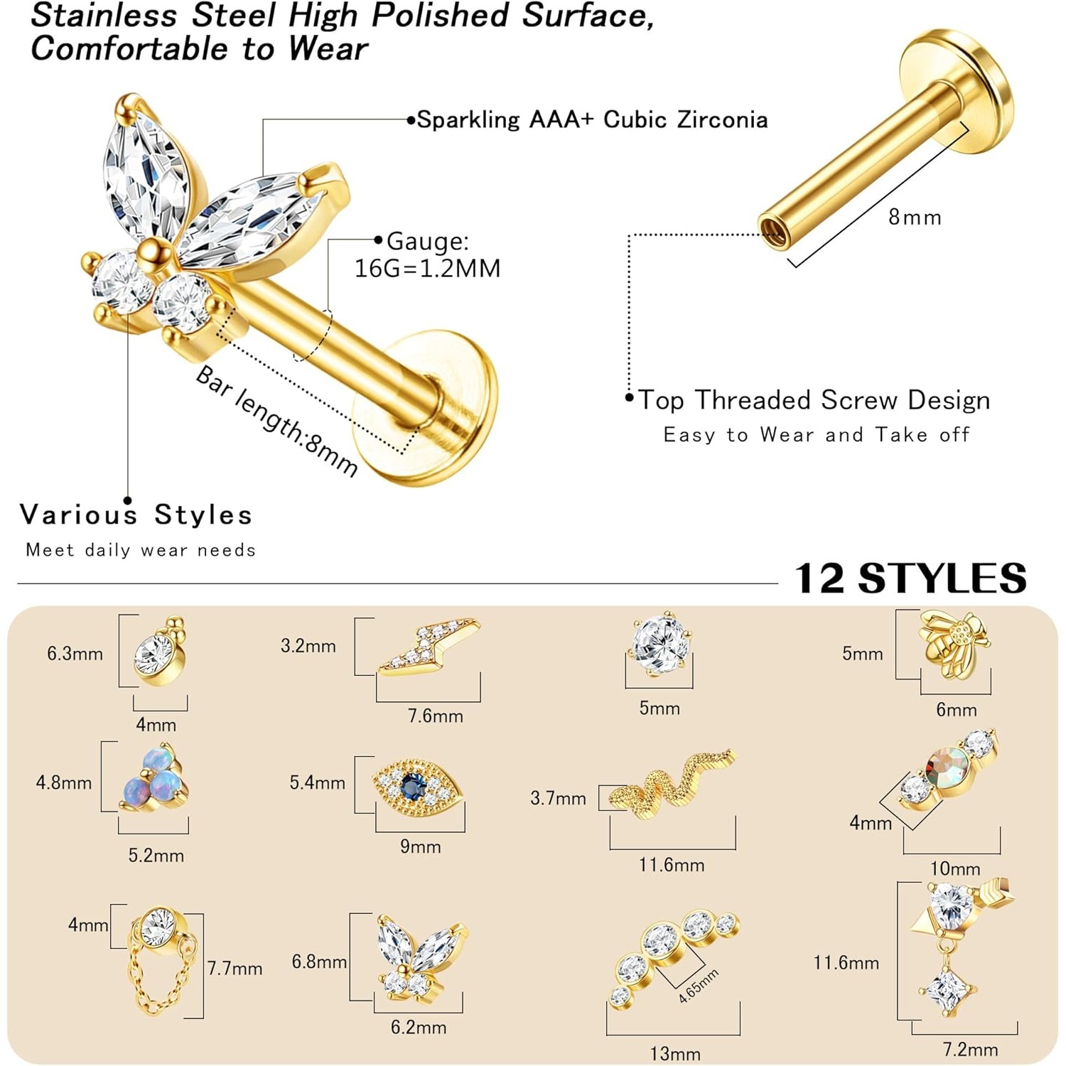 Bobisty 1Pc Cartilage Earrings - Body Jewelry Surgical Steel review and price