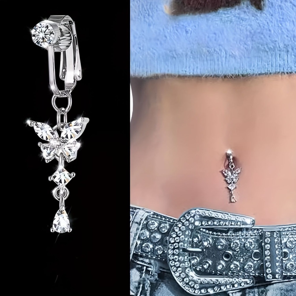 Butterfly Design Clip On Belly - Body Jewelry Belly Button Rings review and price