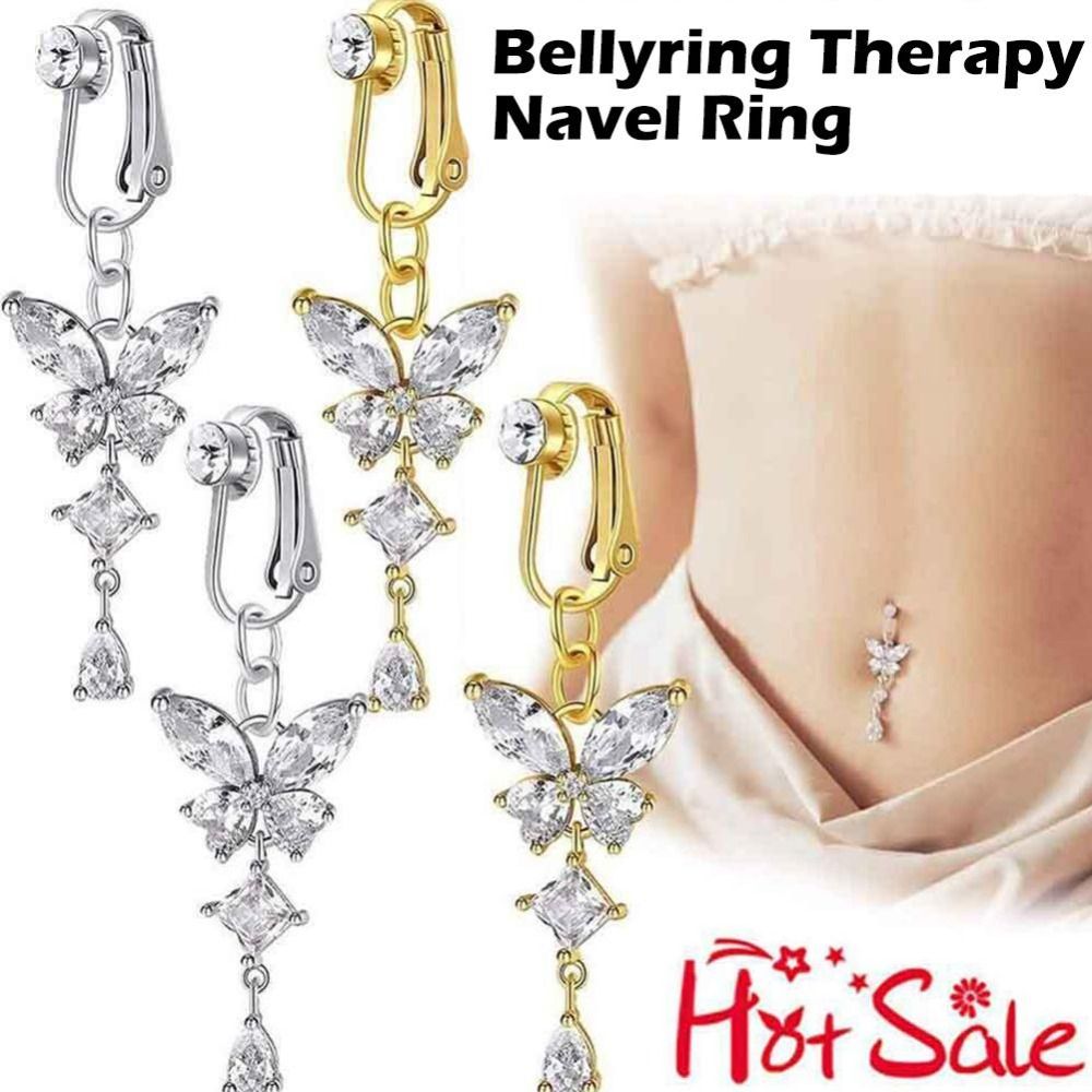 Butterfly Design Clip On Belly - Body Jewelry Belly Button Rings review and price