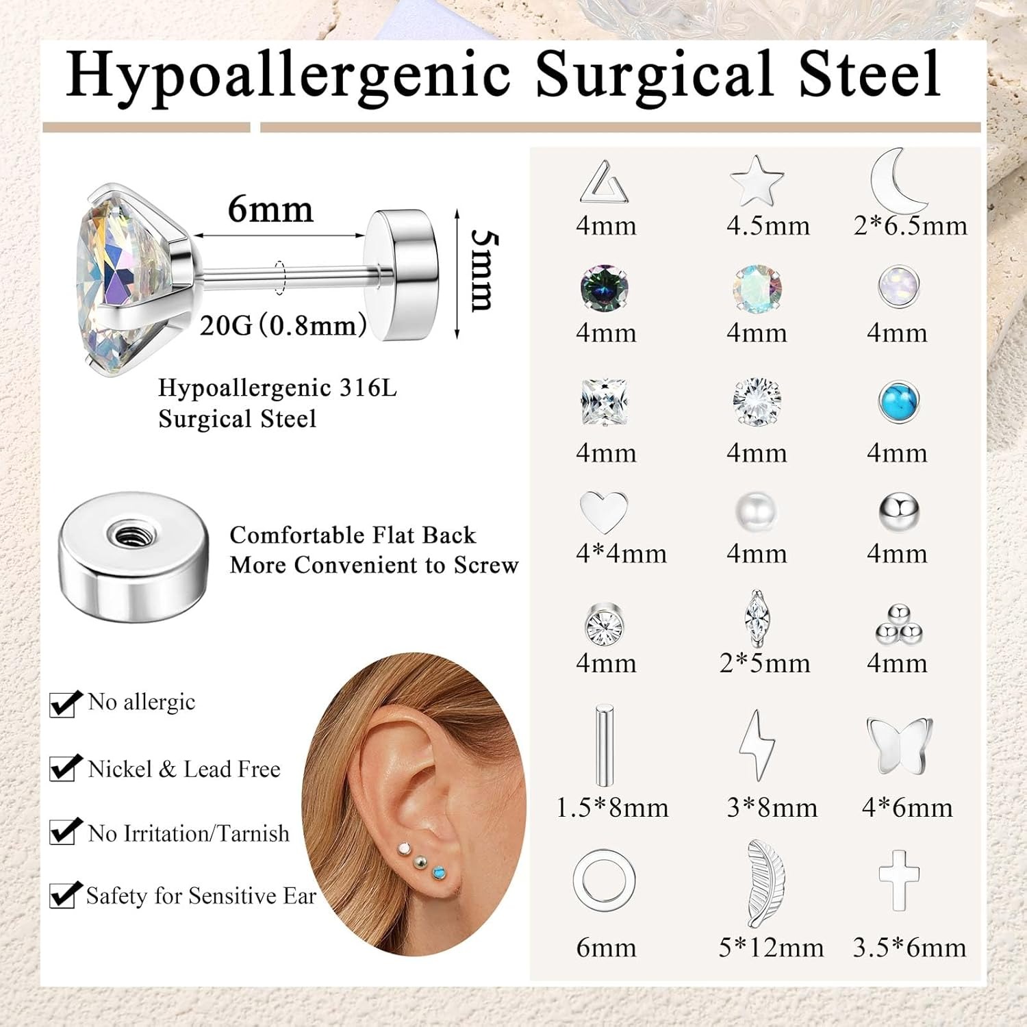 Florideco 1Pair Hypoallergenic - Body Jewelry Surgical Steel review and price